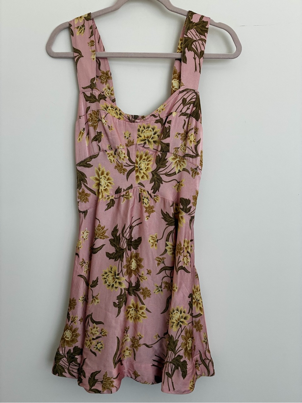 Maeve Jocelyn Pink Floral Square-Neck Slip Mini Dress size small - Picture 2 of 8